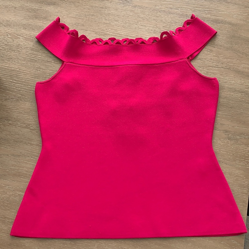 Milly Eyelet Scallop Shell Knit Top